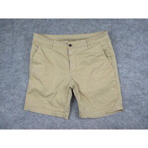 Adriano Goldschmied Chino Shorts Men 36R Beige Khaki Cotton Stretch Leather Logo